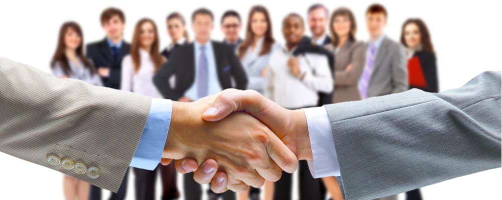 Shaking hands for business